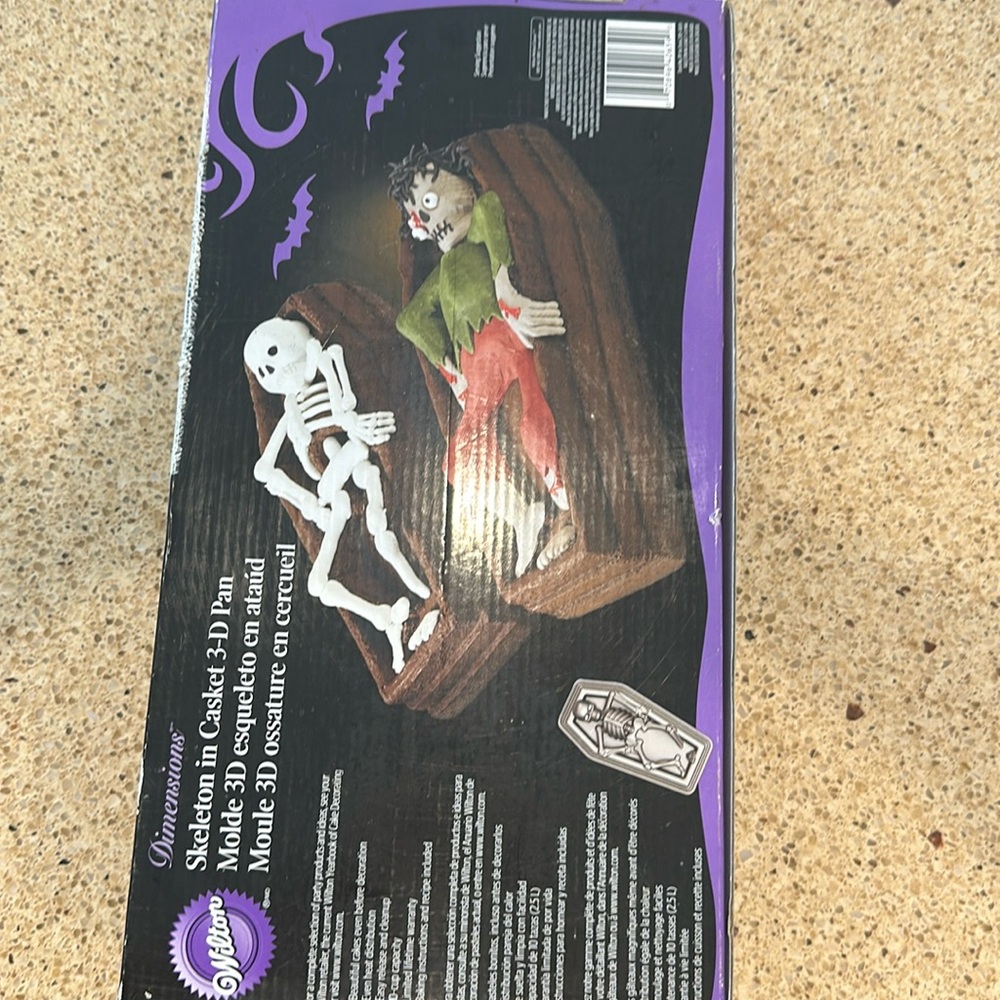 Skeleton in casket cake pan